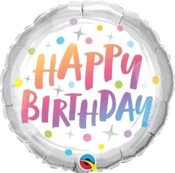 Balão Foil Happy Birthday Rainbow Dots