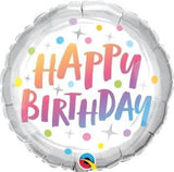 Balão Foil Happy Birthday Rainbow Dots