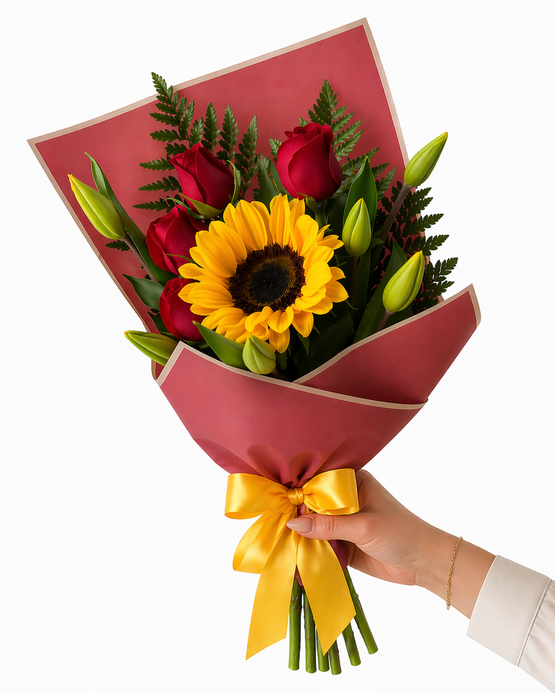 Ramo de Girassol com Rosas Premium