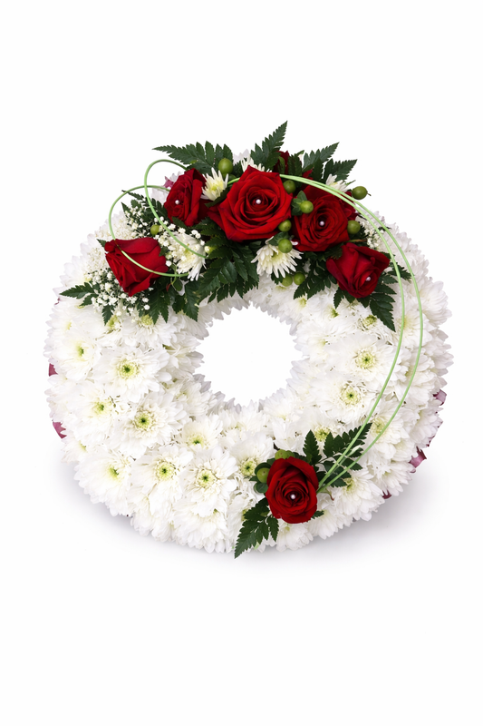 coroa condolencia vermelha